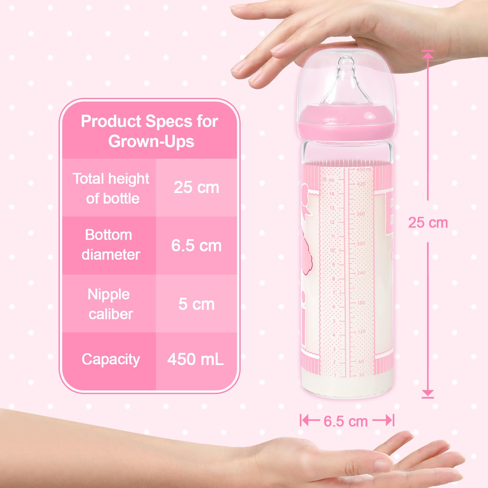 LittleForBig Erwachsene Flasche Ultra Gedruckt Spezialität Überdimensioniert Glas Fütterung Baby Usagi Muster