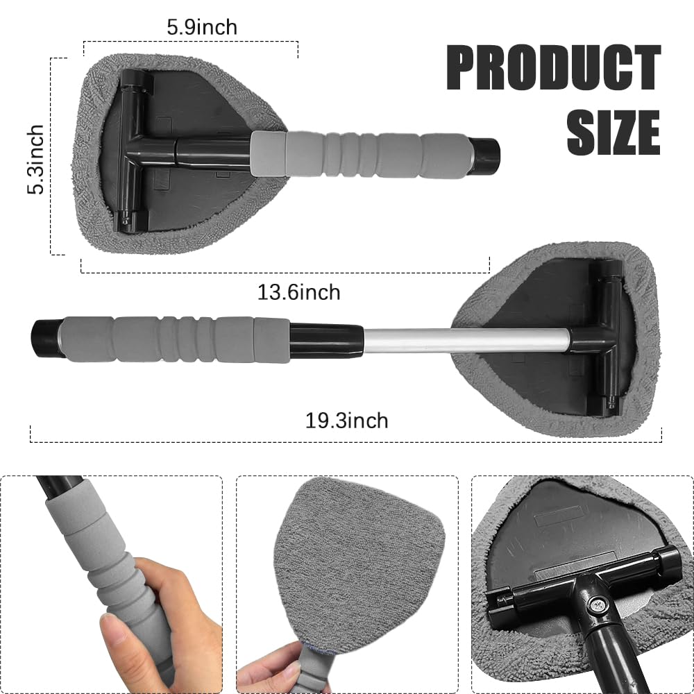 Pincuttee Car Windshield Cleaning Tool,Car Windshield Cleaner,Car Window Cleaner,Interior Car Cleaner Kit,Car Cleaning Brushes Duster for Car/Truck/SUV(Gray)