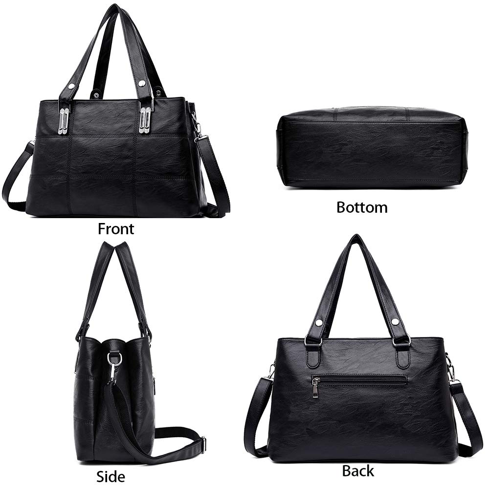 Bolsos de mano para mujer, con asa superior, de cuero, bandolera, para mujer, bolsos de diseñador, gris, M, Bolsas