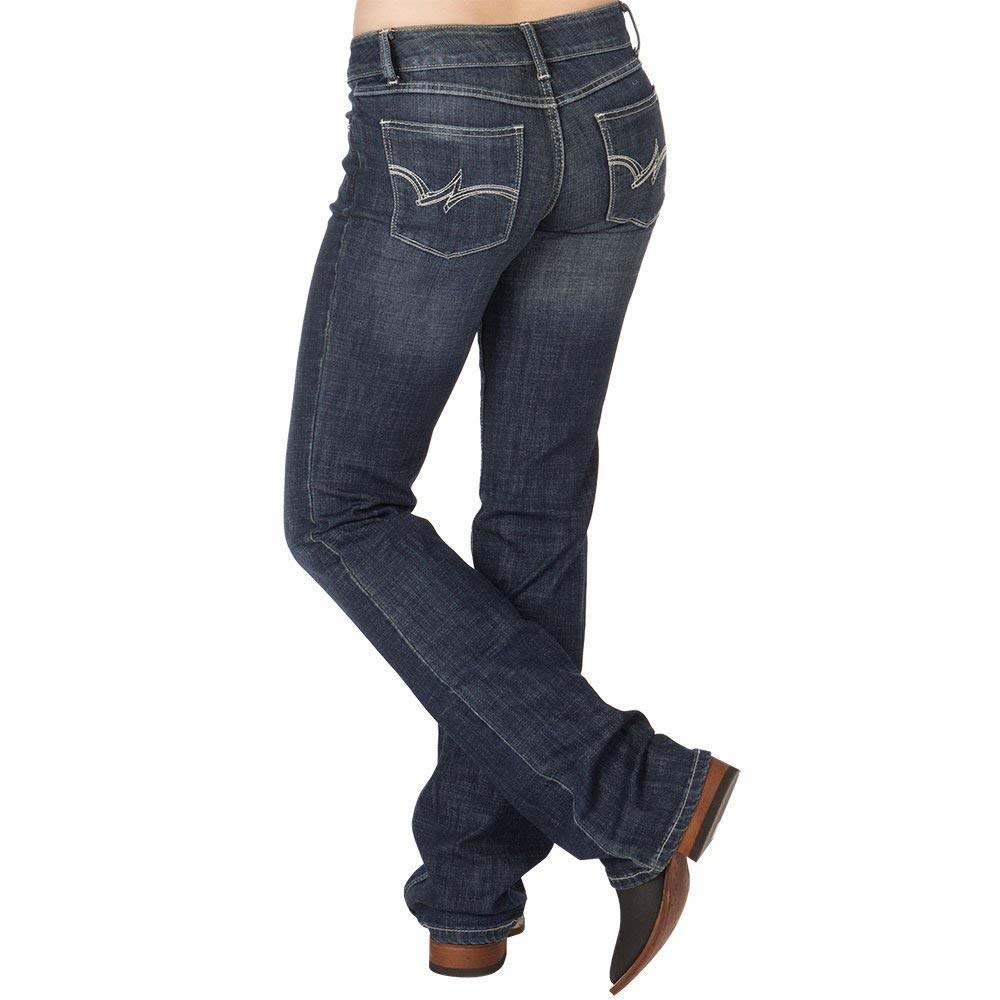 Wrangler Women's Western Stretch Boot Cut Jean, Navy, 5W x 32L