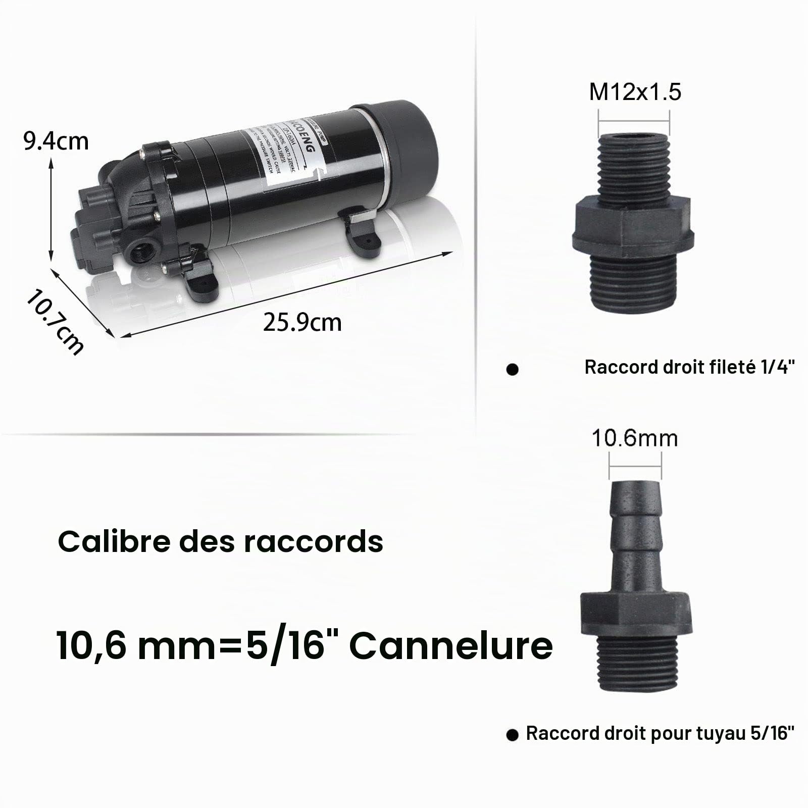 BACOENG AC230V 160 PSI Pression d'eau Pompe à Diaphragme 5.5 L/min pour Caravan/Camper/Bateaux