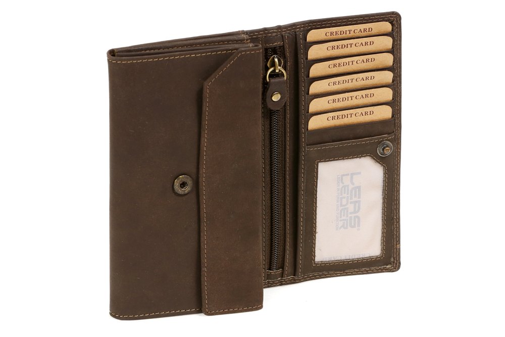 LEAS MCL Ladies Wallet Vintage, Genuine Leather, Brown - ''LEAS Basic-Vintage-Collection''