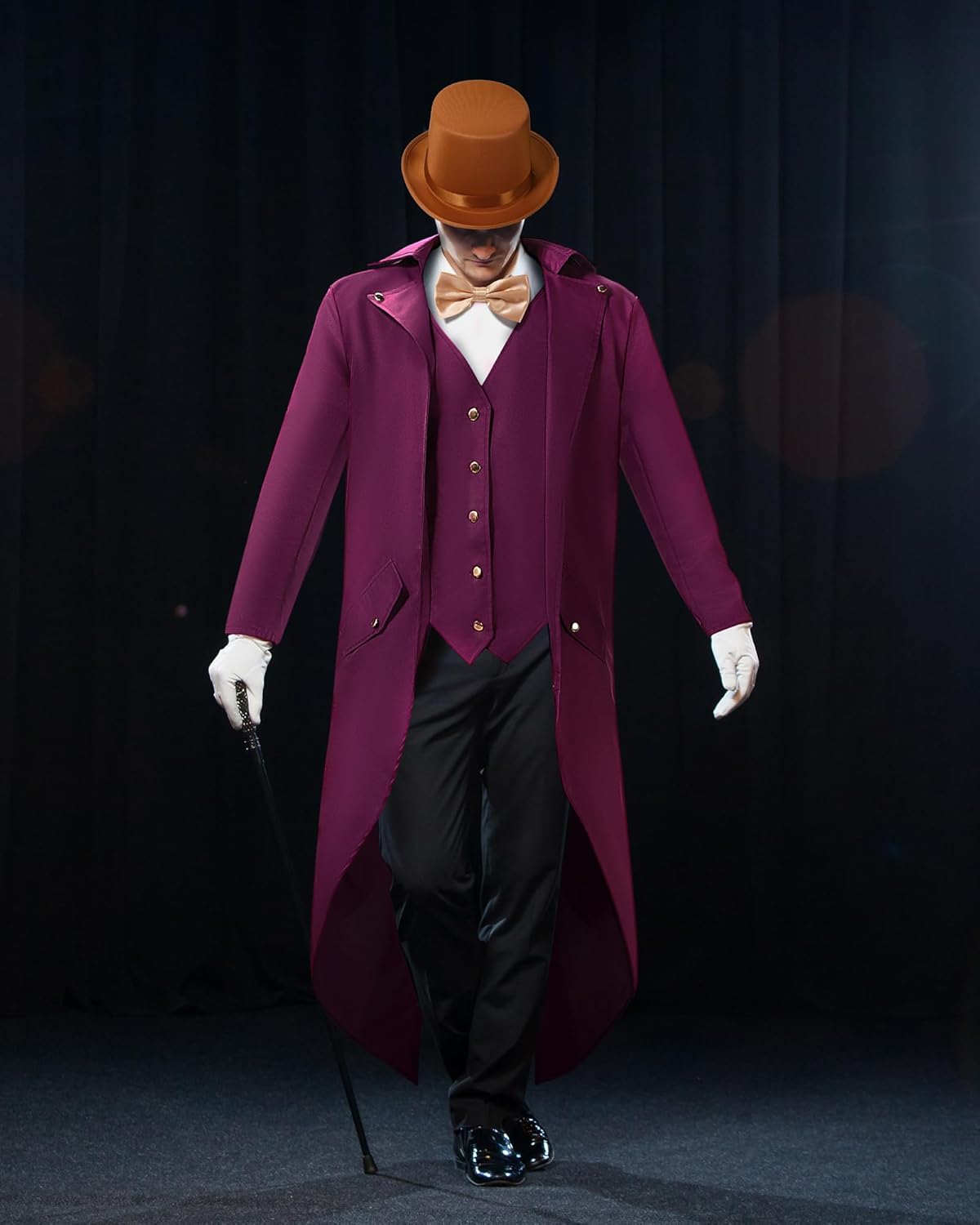 Geyoga Halloween Mens Steampunk Vintage Tailcoat Jacket Costumes Medieval Gothic Uniform and Hat Bow Tie