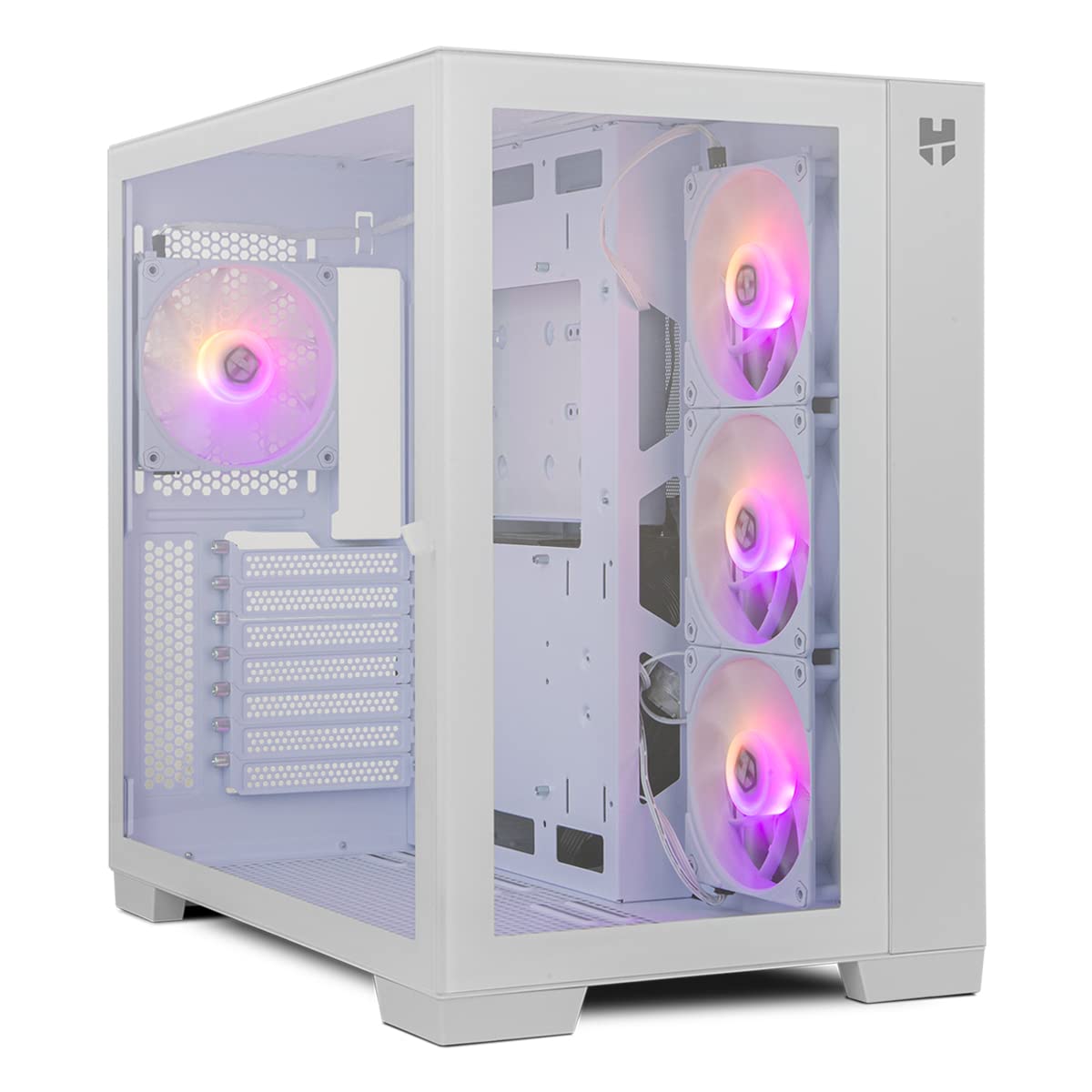 NOX XTREME PRODUCTS HUMMER ASTRA - Micro Mid Tower, ATX, Front and Side Tempered Glass, EASYLINK LED ARGB, 10 Fans, Large Graphics, USB 3.0, White