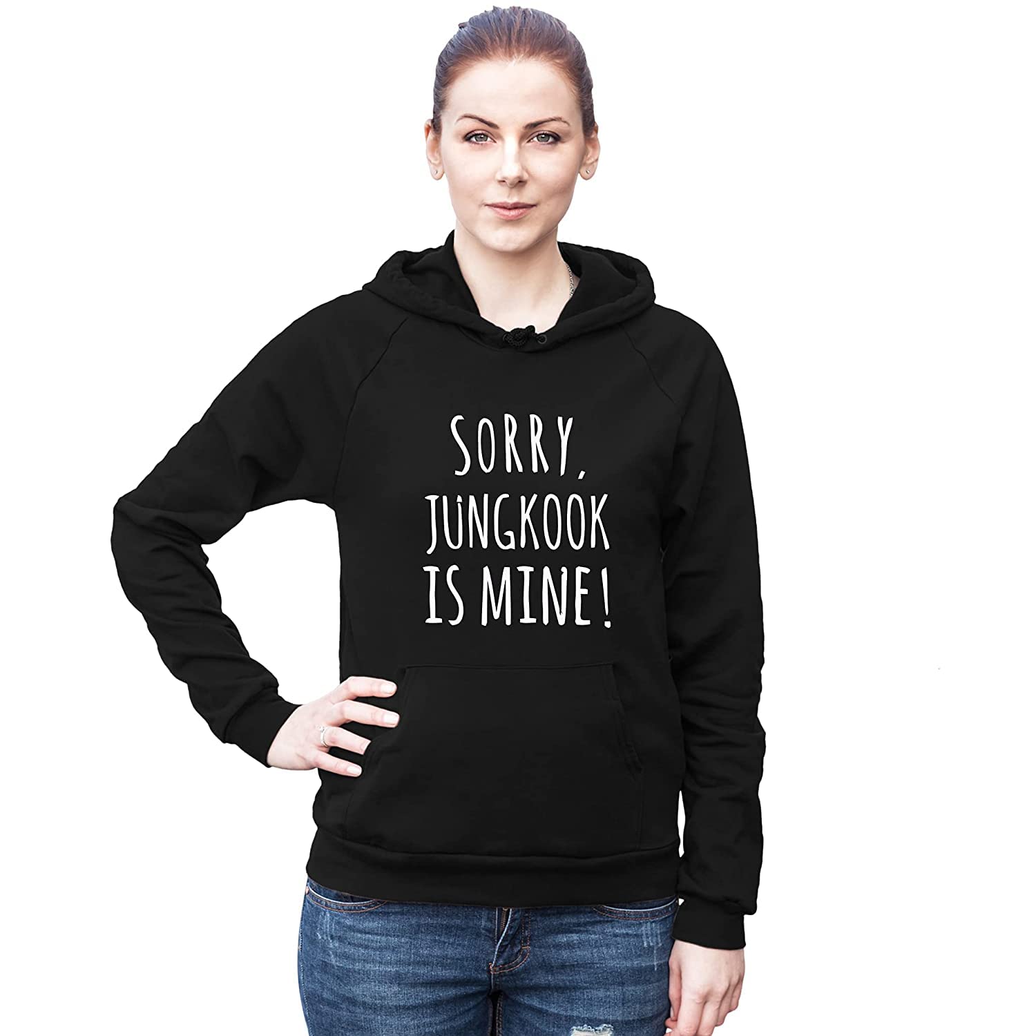 DEMAMD PRINT k-Poop Sorry Jungkook is Mine BTS Hoodie Black