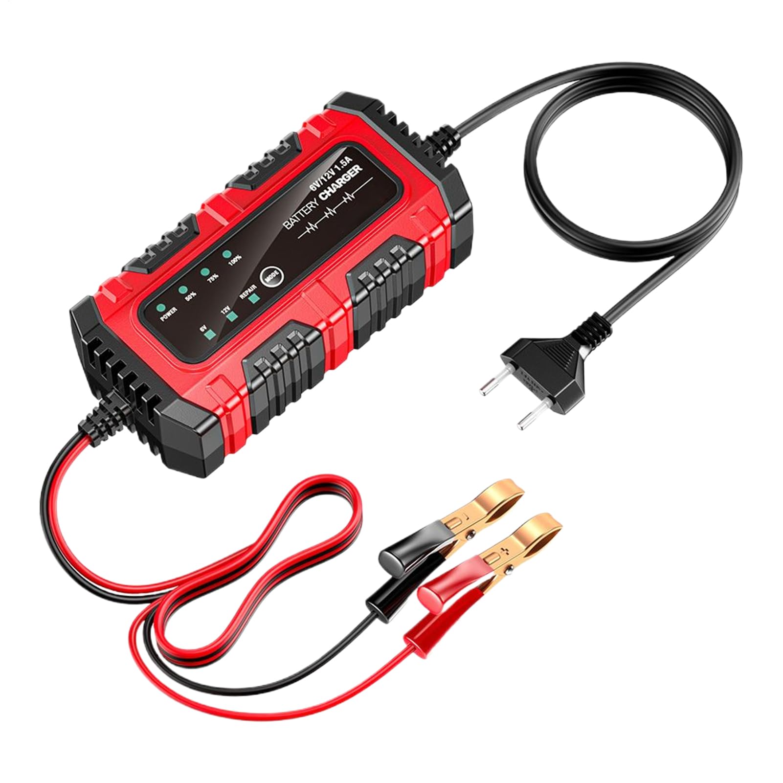 Caricabatterie Mantenitore Automatico 6V/12V - 1,5A, Per Auto, Moto E Barche