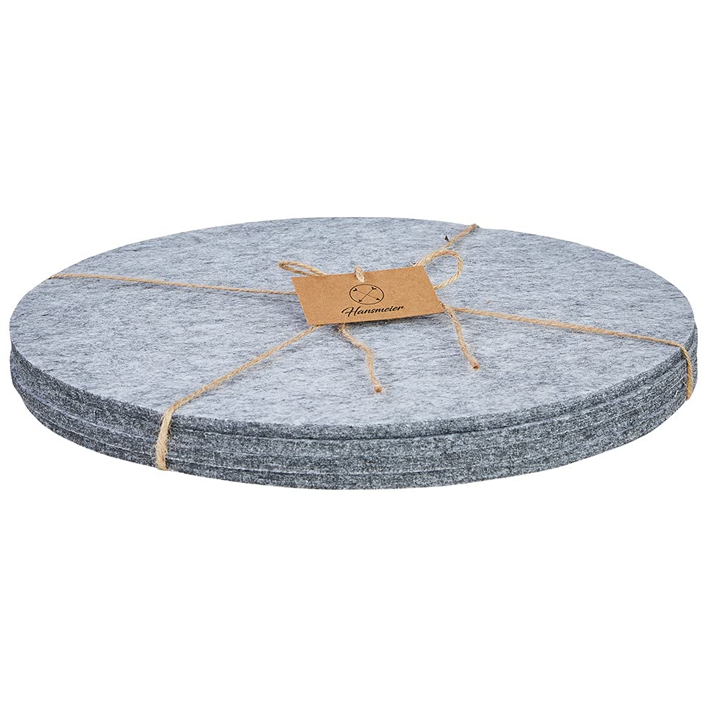 Hansmeier Filzuntersetzer rund - Hellgrau - 30cm - 4er Set - praktisch & stilvoll - Unterlage für Teller, Töpfe, Gläser oder als Tischset - waschbar