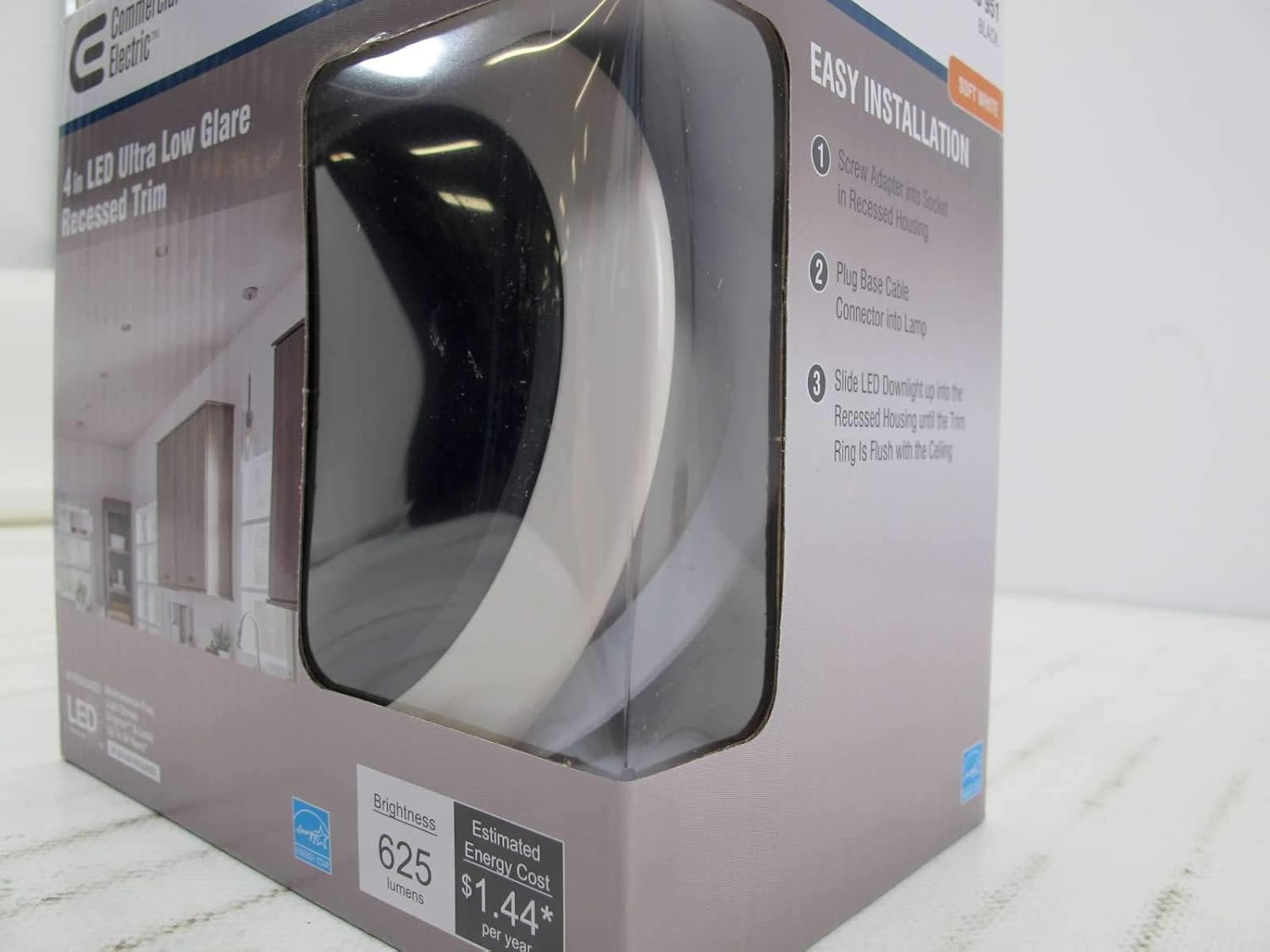 Uр Tо 40% оƒƒ Commercial Electric 4 in. 3000K Soft White Integrated LED Recessed Ultra Low Glare Trim Downlight with Deep Black Baffle Insert 625 Lumens