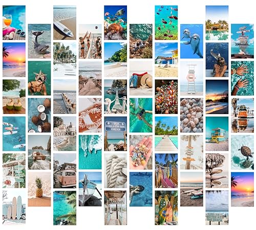 Image of Craft Qila Cardstock Beach Vol 1 Pack of 54 Aesthetic Wall Collage Kit, Girl Room Decor, Dorm Decor, Photo Collage Kit, Wall Collage