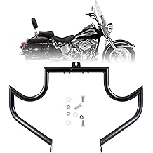 Kinglemc Crash Bar Engine Guard Highway Freeway Bar for Harley Softail Fat boy Fat Bob Heritage Low Rider Breakout Street Bob Deluxe Models (Softail 2000-2017, Black-Mustache Style)