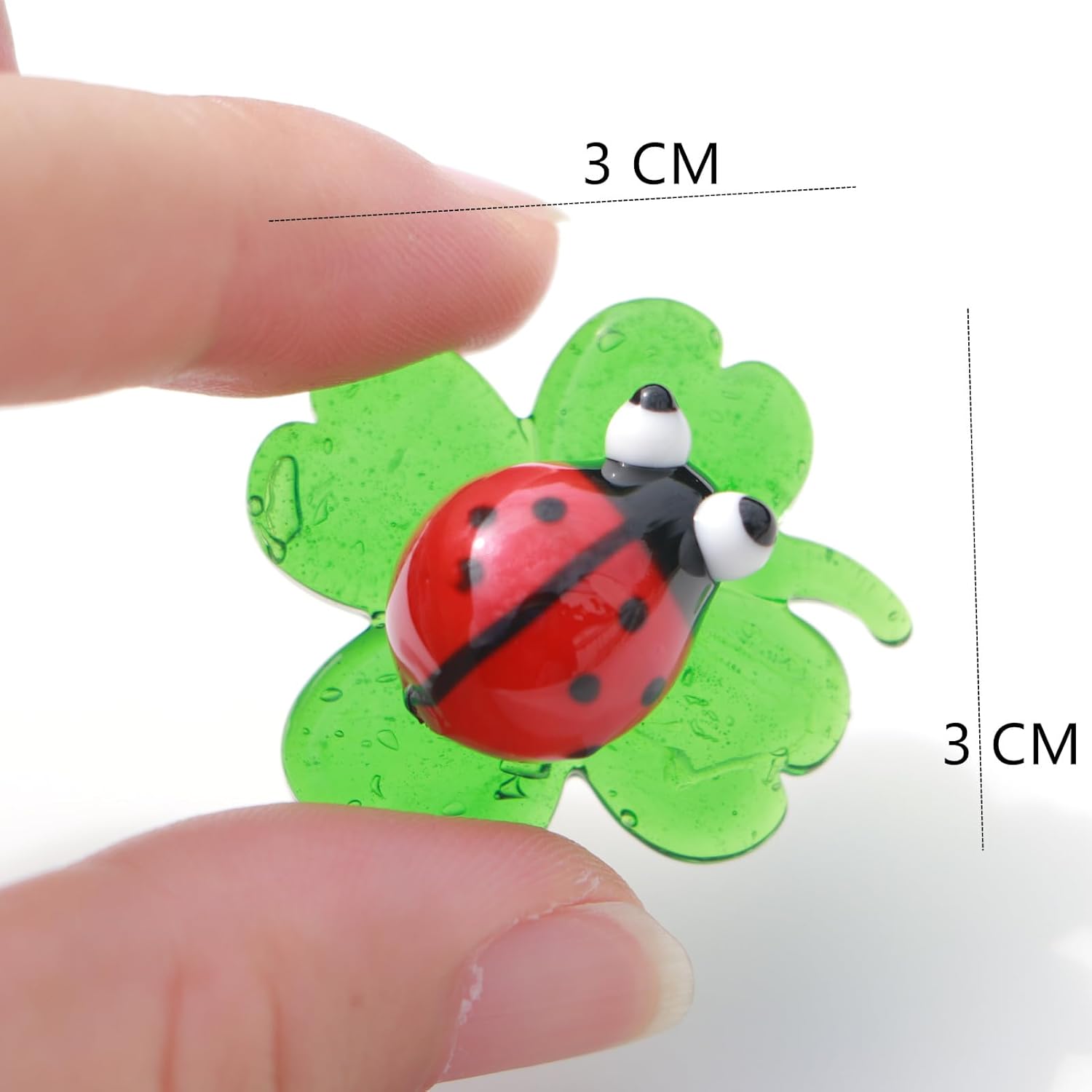 Tiny Crystal Insect Figurine Glass Clover:Hand Blown Statue Décor Room Ornament Colorful Glass Collectible Figurines Animals Statue Ladybug - Image 5