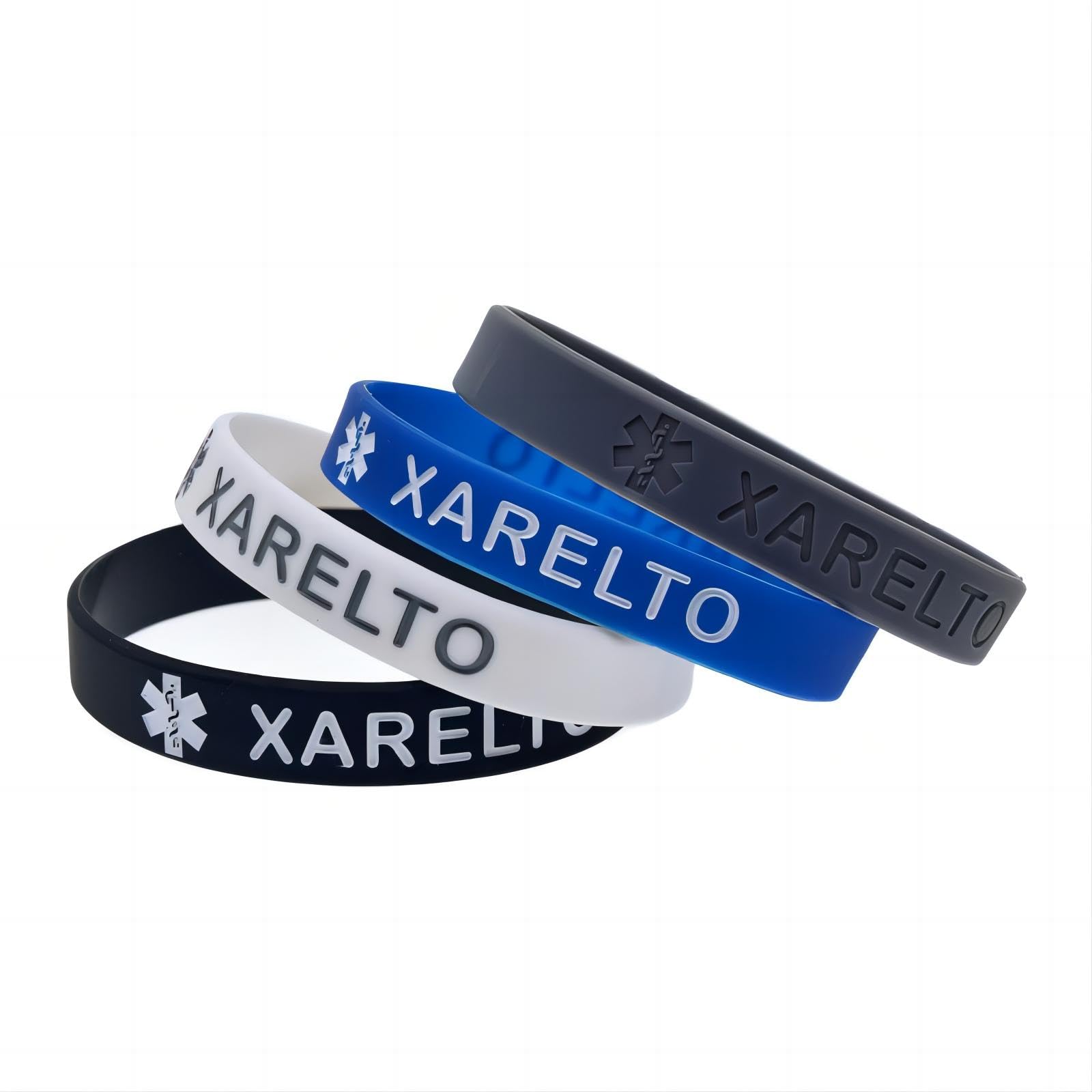 Pulseras de silicona XARELTO de alerta médica, elásticas, para hombres y mujeres, talla única