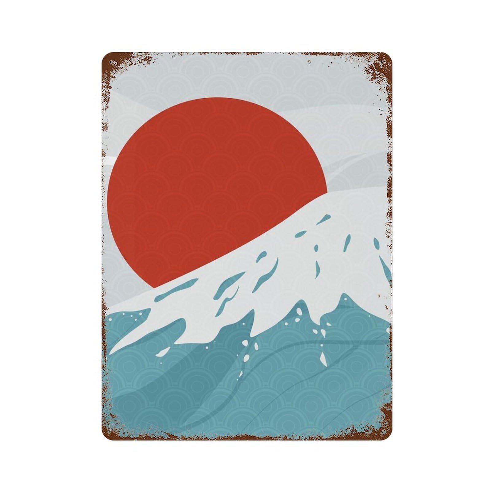 Retro Metal Sign Japanese Minimal Mountain 15.7"x11.8", Retro Wall Decor for Living Room, Hallway And Home Decor