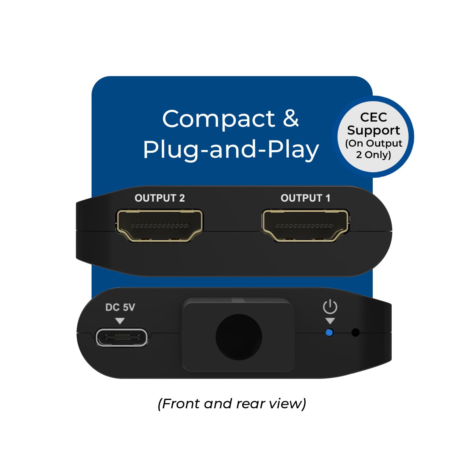 OREI Répartiteur HDMI 4K 1 entrée 2 sorties 4:4 8 bits - Boitier HDMI 2.0, HDCP 2.2, 18 Gbit/s, 4K @ 60Hz HDMI Duplicateur/distributeur UltaHD haute résolution 1x2 (UHDS-102C)