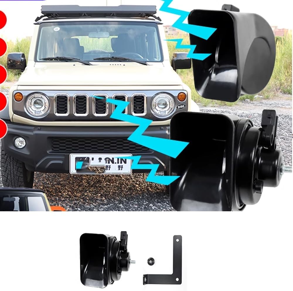 Car Snail Horn Speakers Tweeter High Bass Waterproof Whistle,For Suzuki Jimny 2-Door 4-Door 2019-2025,Car Horns 12v Loud Horn,Electric Snails for Cars (Black 4-Door)