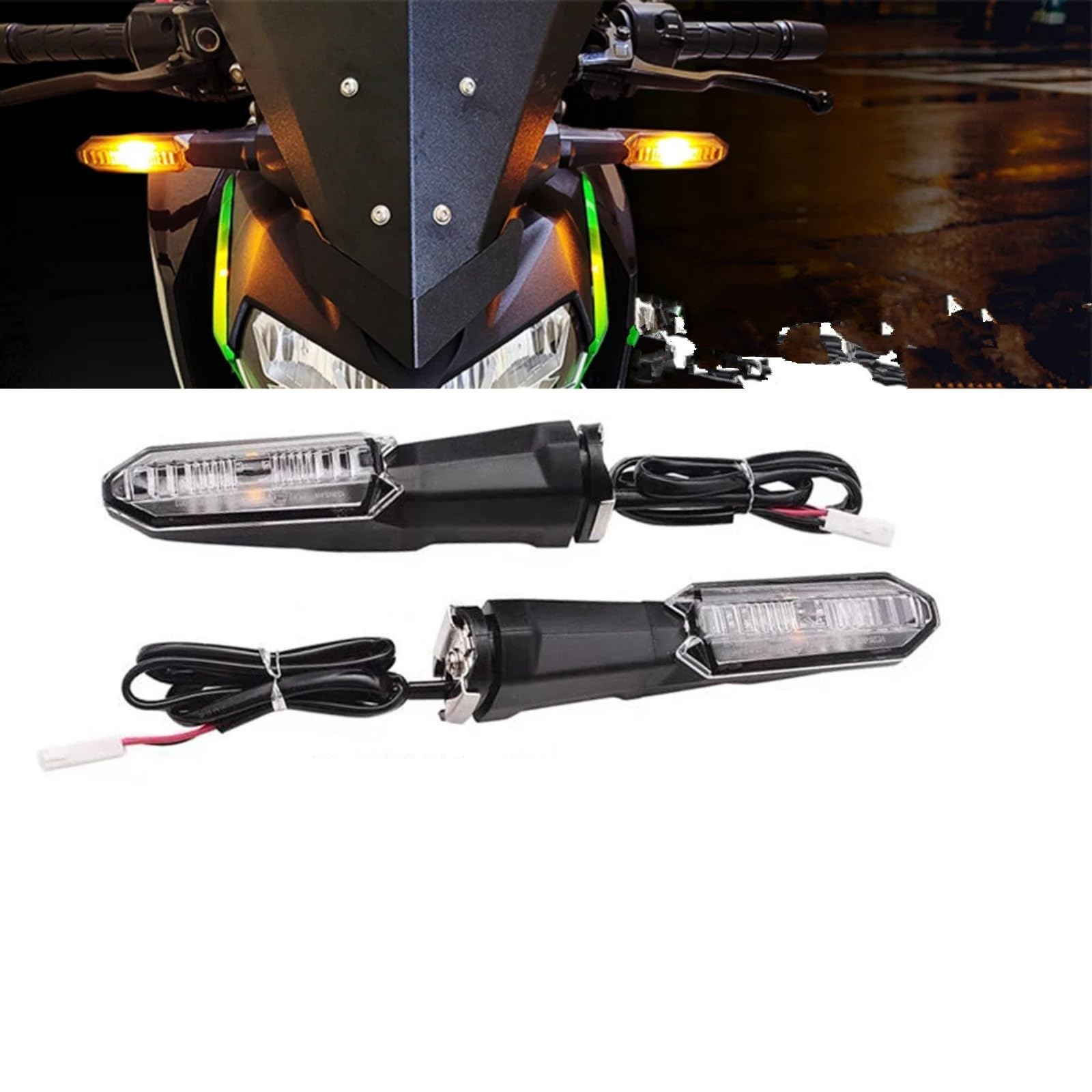 Per ER-6N Per ER-6F 2009 2010 2011 2012 2013 2014 2015 2016 Per Ninja 1000 2011-2020 1 Coppia Anteriore Indicatore Di Direzione Posteriore Lampeggianti Ambra(Clear,4pcs)