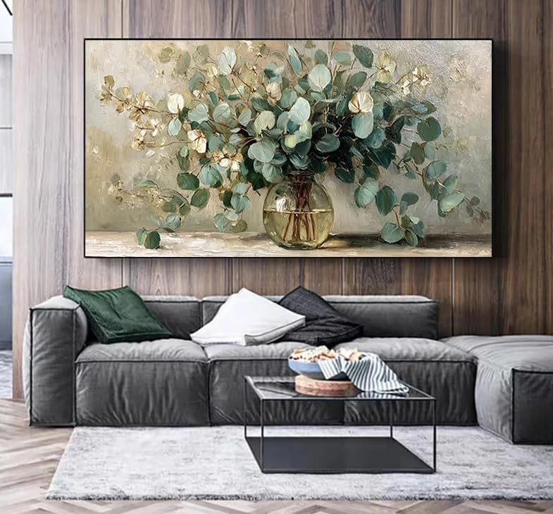 JSYWSM Jarrón de cristal con ramas, póster abstracto sobre lienzo, lámina botánica moderna de gran tamaño para decoración de pared del salón (80x160cm/sin marco)