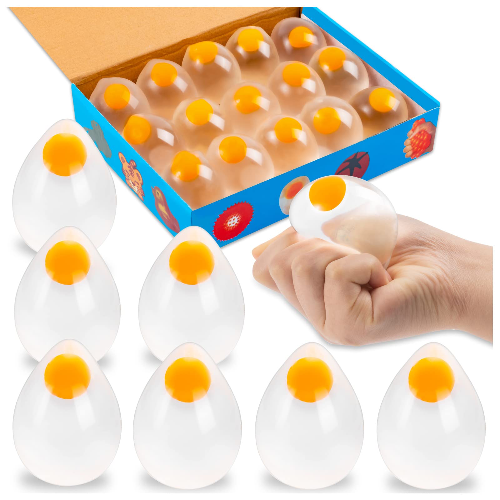 WhistenFla 15Pcs Egg Splat Ball, Funky Egg Splat Ball Stress Relief Easter Eggs Toys for Easter Hunts, Anxiety Reducer Sensory Play for Adult