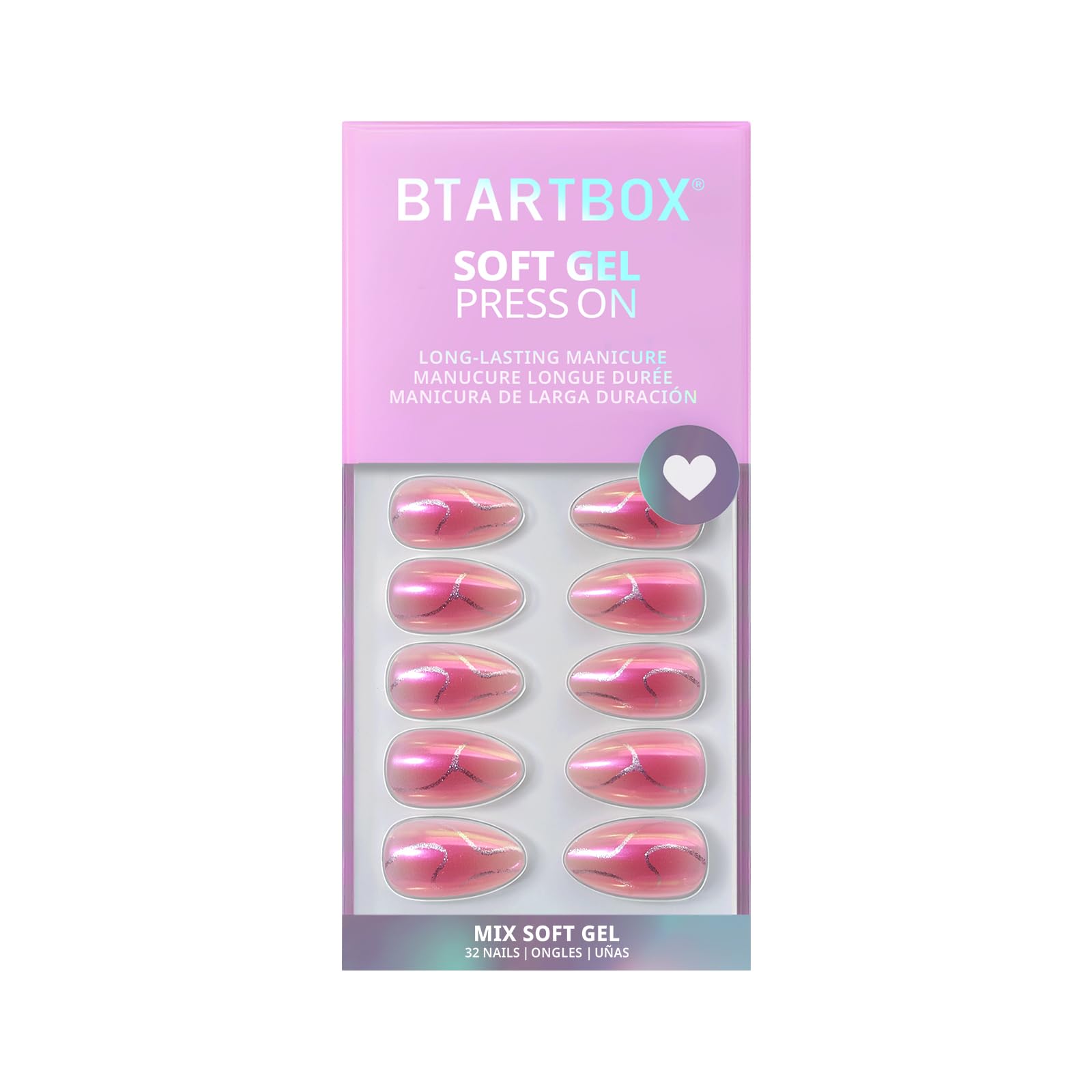 BTArtbox Press-On Nails, Lamp-Curable Soft Gel, Salon-Quality Natural Look