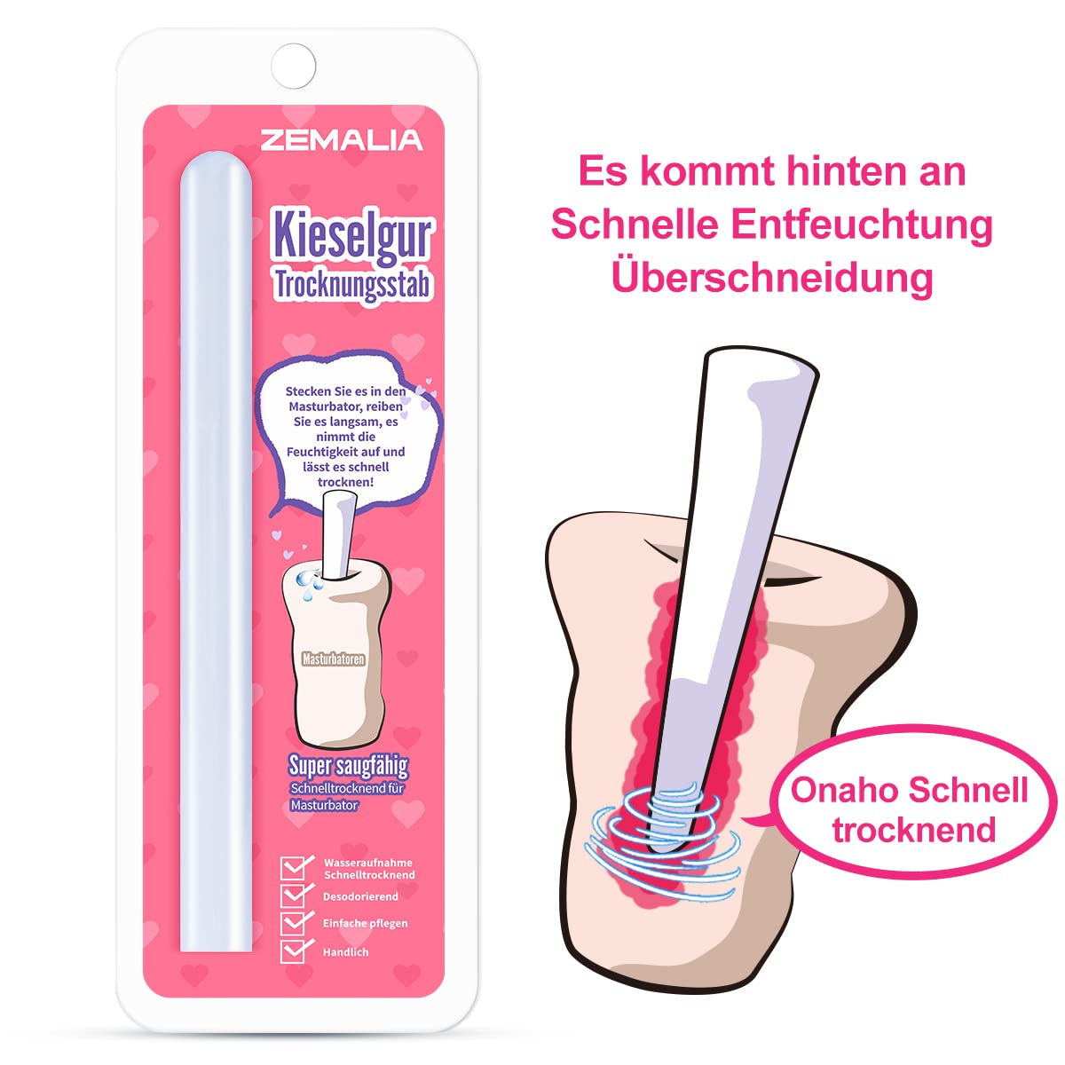 ZEMALIA Assorbimento dell'acqua per masturbatore coppa e masturbatori realistici, giocattolo sessuale, asciugatura rapida e deodorante, cura antibatterica