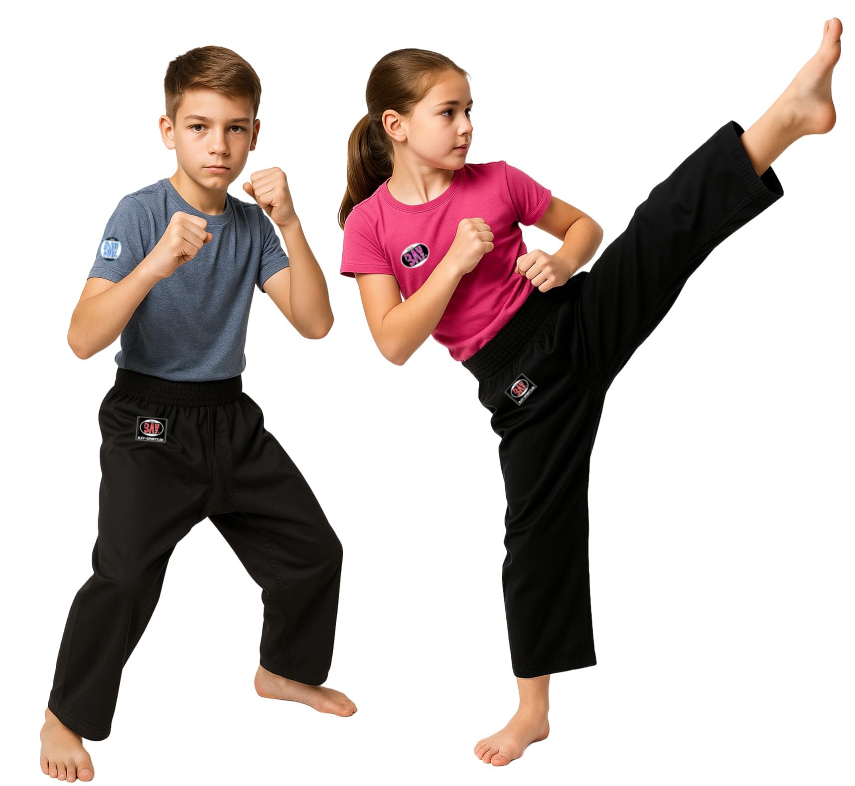 Baumwollhose Kick Pant Traditional Basic Karate Hose 8 UZ schwarz 100% Baumwolle Kampfsporthose Kickboxen Taekwondo Kung Fu Herren Damen Kinder