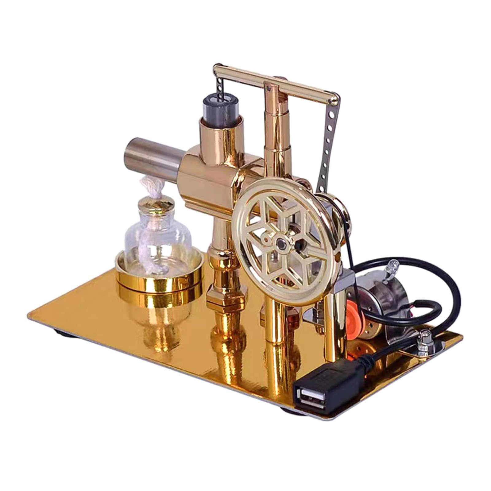 Metallo Stirling Modello di Motore Esperimento di Scienze Fisiche Esperimento di Scienze Fisiche Kit di insegnamento per Adulti Generazione di energia aerea+motore ad aria calda leggera a led