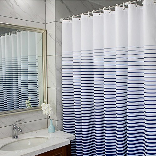 Strisce tenda per doccia in tessuto blu e bianco