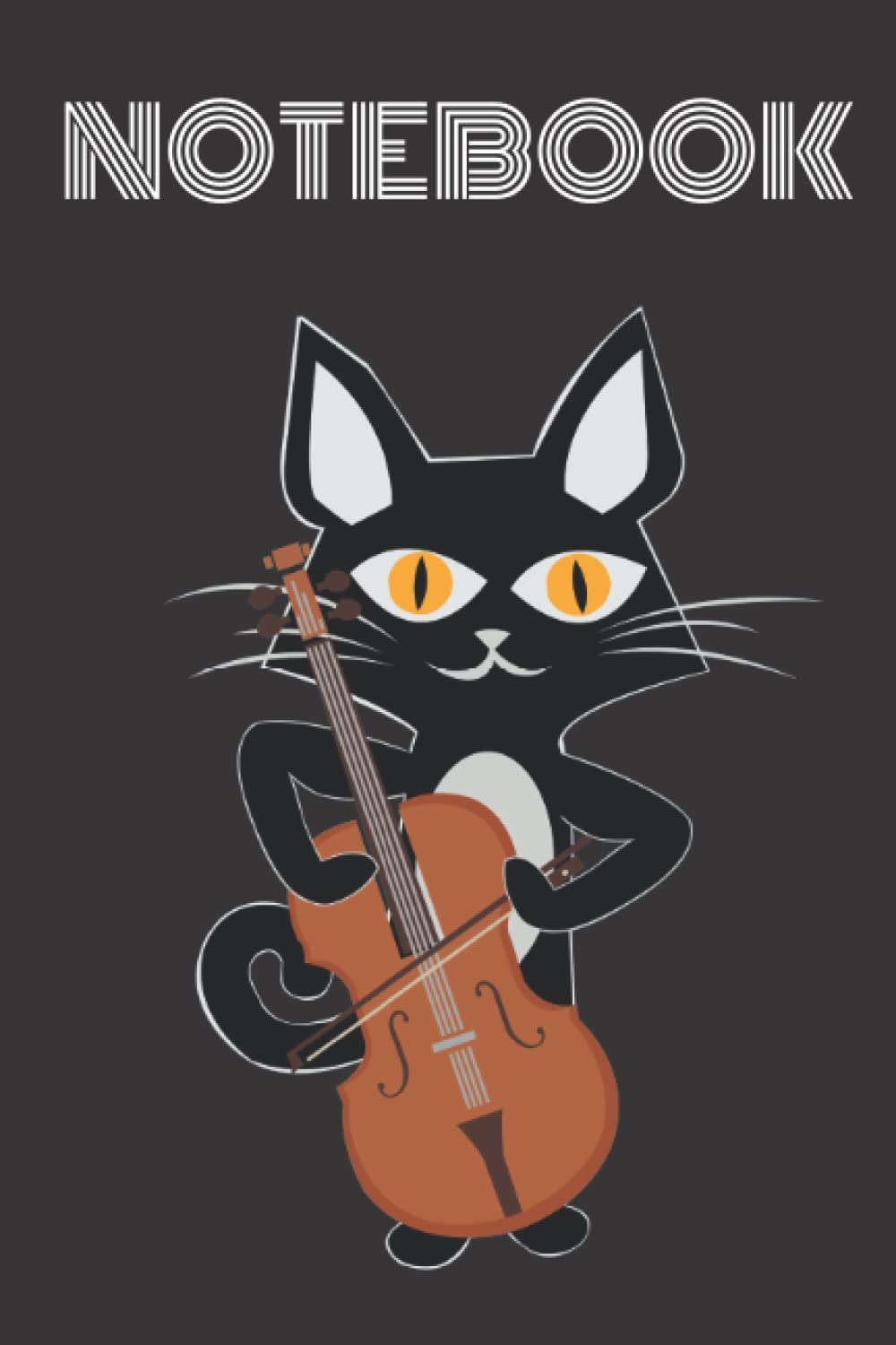Notebook Cat Playing Cello: Journal 120 Pages 6x9 in Instrument Music Gift, Cat Lovers