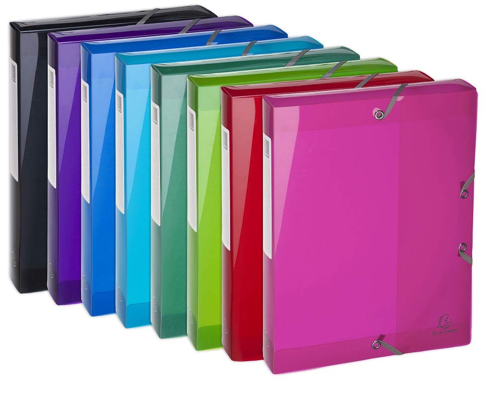 Exacompta 8 Boîtes de Classement en PP Iderama A4 dos 6 cm Assorties