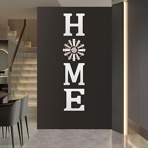 Miniatura 4 de ZAZIWZ Letreros de casa de campo con reloj de molino de viento, decoración de pared, letras rústicas para el hogar, arte de pared para sala de