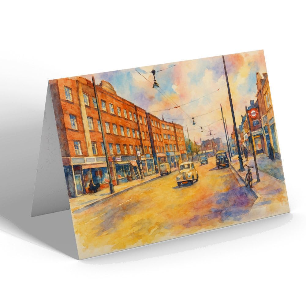 GREETING CARD - Monarch Parade, London Road, Mitcham - Vintage Art Style