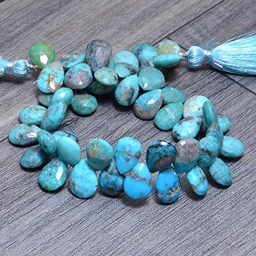 Perles briolettes Turquoise Naturelle d'Arizona 7x10mm pour création de bijoux