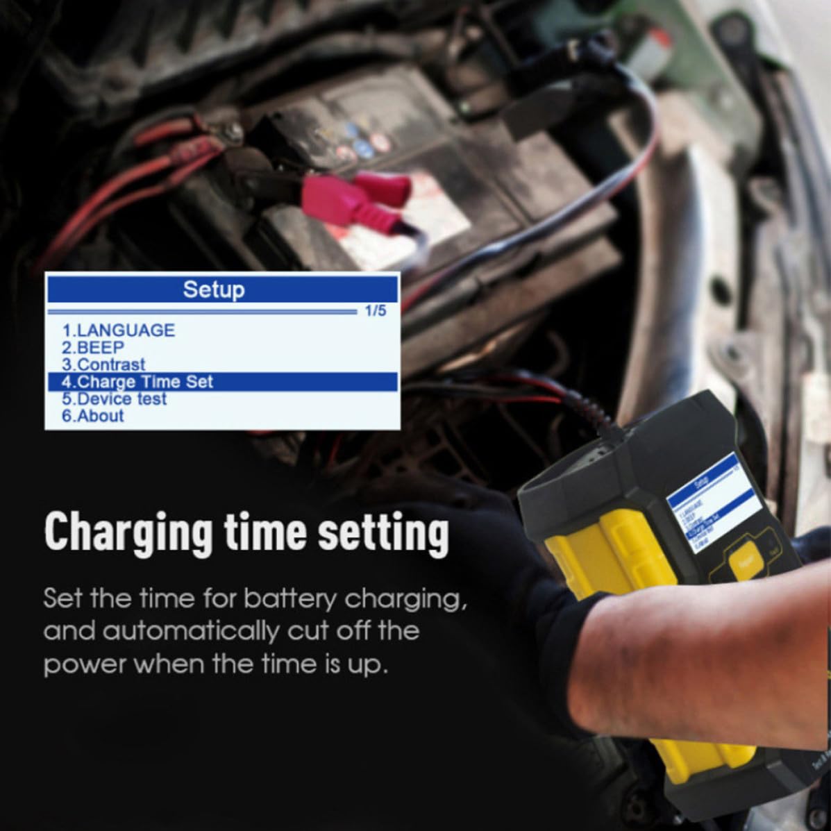 Analyseur de Batterie Voiture 12v, Chargeur et Réparateur, Écran 2,4