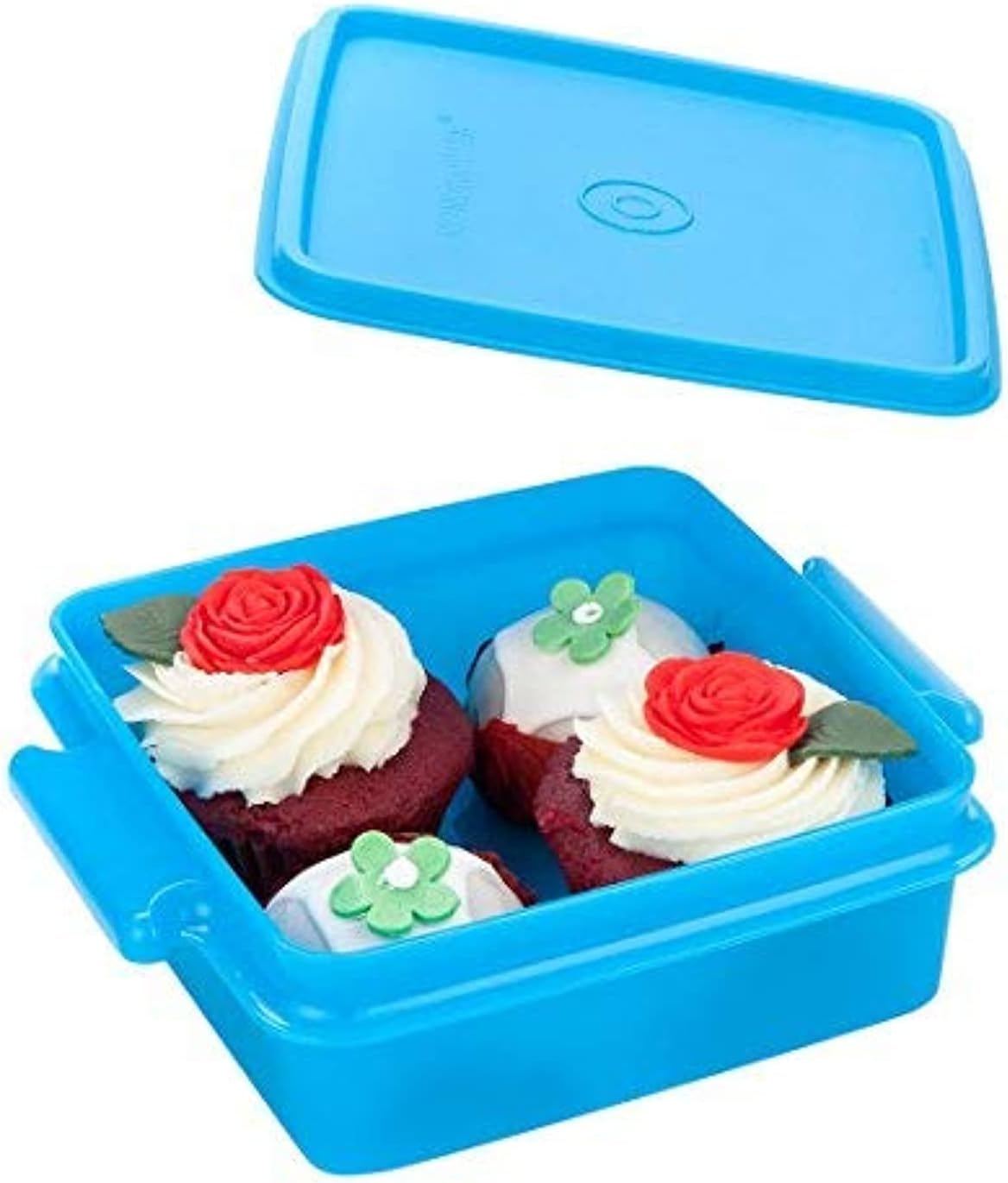 SIGNORA WARE Plastic Easy To Carry Container Square Box|850 Ml|Food Storage|Space Saving|Food Grade|Stackable|BPA Free|Microwave Safe Reheatable|Airtight|Spillproof|Leakproof|Blue