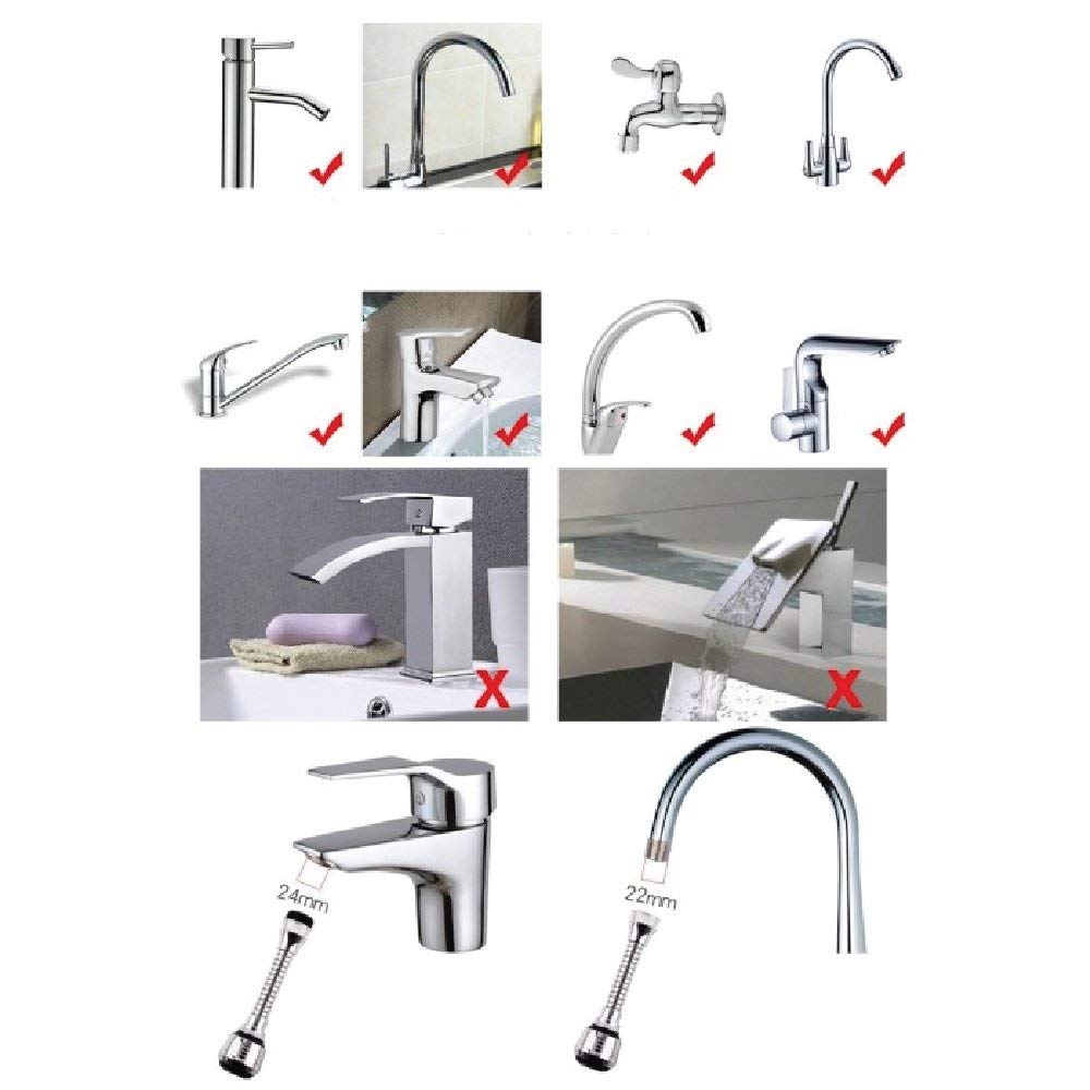 Aagna Adjustable Faucet 360 Rotate Flexible Kitchen Water Nozzle Spray Sink Hose Faucet Hose Spray Turbo Flex 2