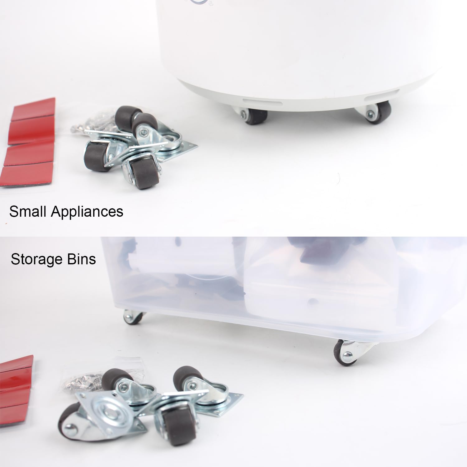 WANLIAN 8 Pcs Mini Caster Wheels 0.5 Inch, Low Profile Rubber Tiny Swivel Casters, No-Floor Marks, Self Adhesive Square Plate Caster Wheels for Furniture, Small Appliances, Storage Bins, DIY Projects