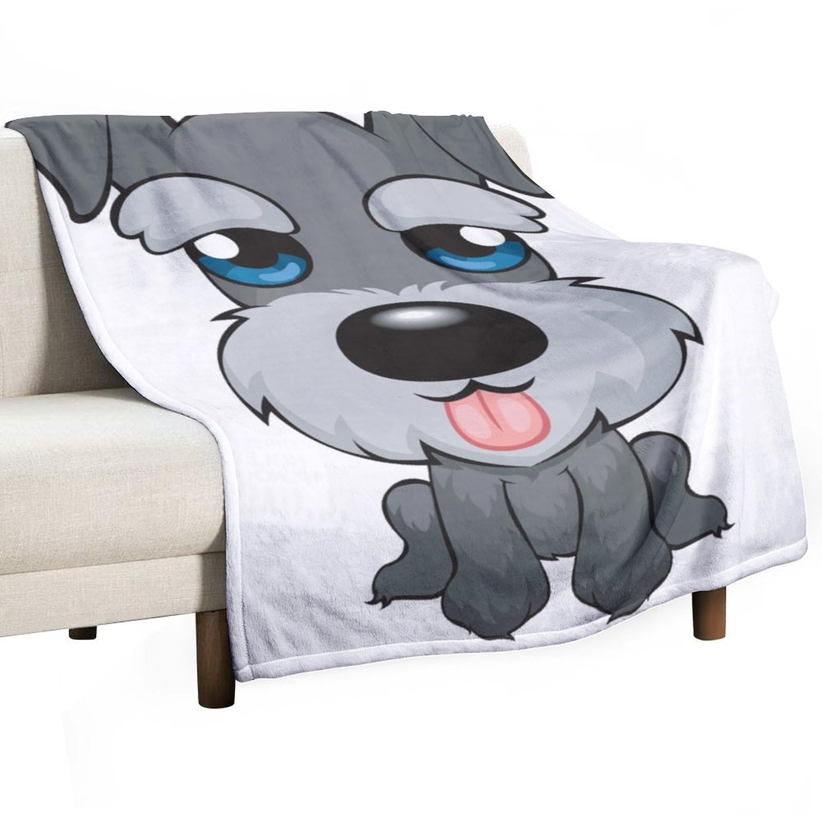 MHYRAC Flannel Blanket, Cute Schnauzer Dog Throw Blanket for Couch Sofa Bed Office, Soft And Comfortable Without Pilling