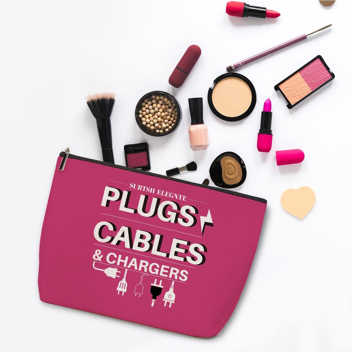 2 Pcs Cable Chargers Plugs Makeup Bag, Portable Pouch Purse Travel Essentials Organizer Cosmetic Bags for Women, Roomy Travel Makeup Toiletries Accessories, Birthday Gifts for Women - Image 3