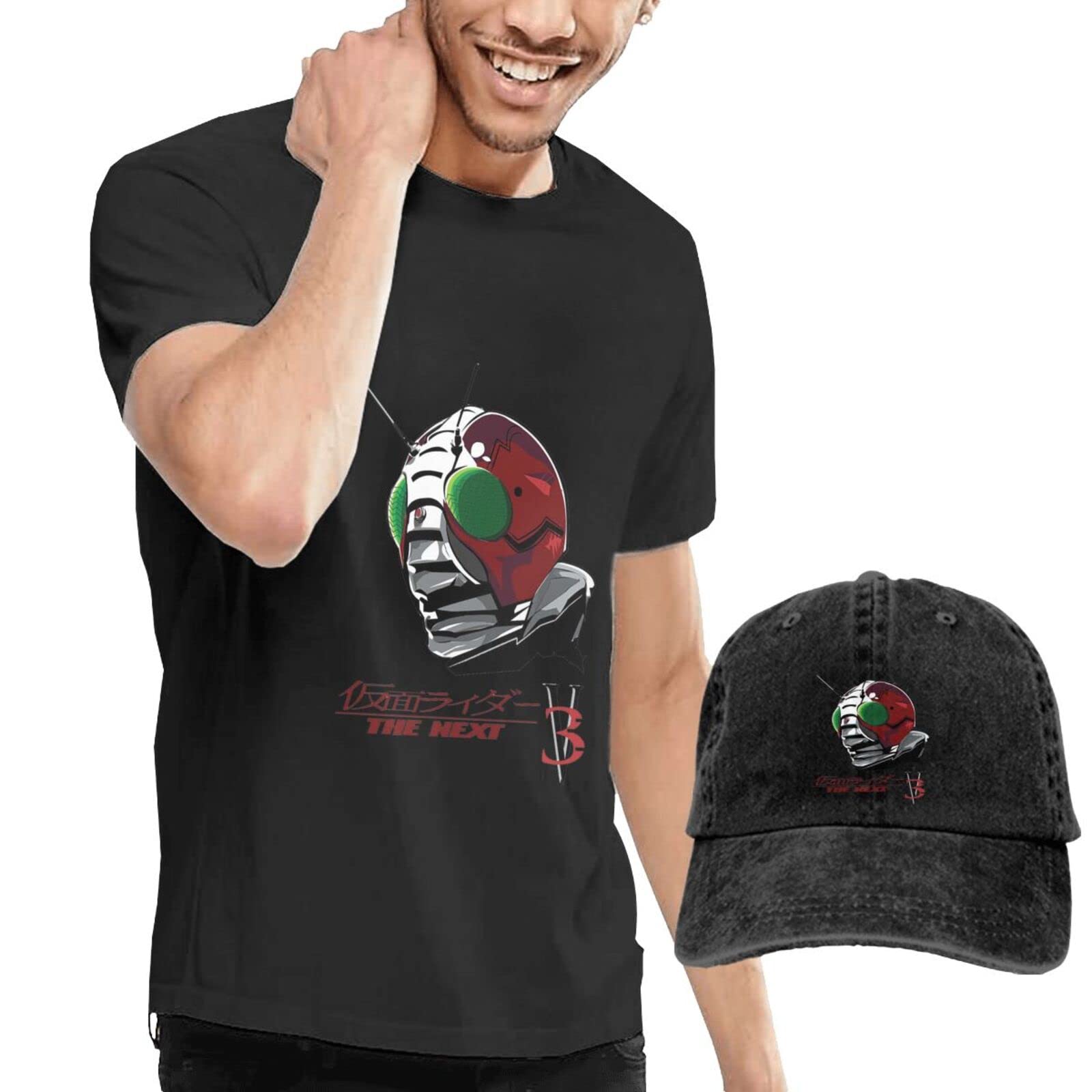 Amazon.co.jp: Tシャツ メンズ デニムキャップ 2点セット 仮面ライダー 