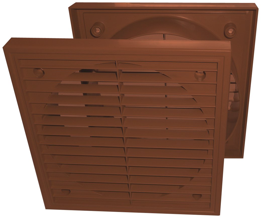 Manrose 150mm/6" Round Spigot Outdoor Extractor Fan Fixed Grille Brown 180x180mm