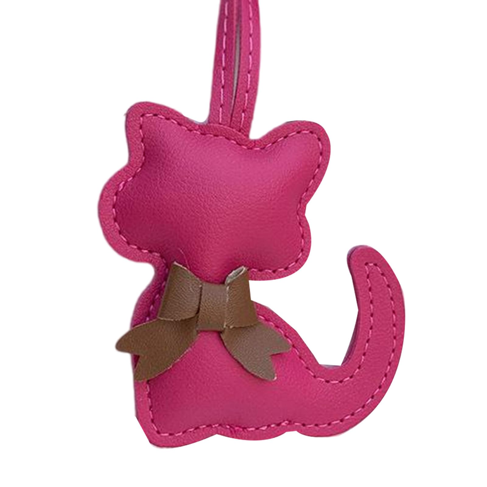 oringnat Stylish Cat Keychain PU Leather Bowknot Charm For Bag Keys Car Decoration Lightweight Backpack Hanging Accessory