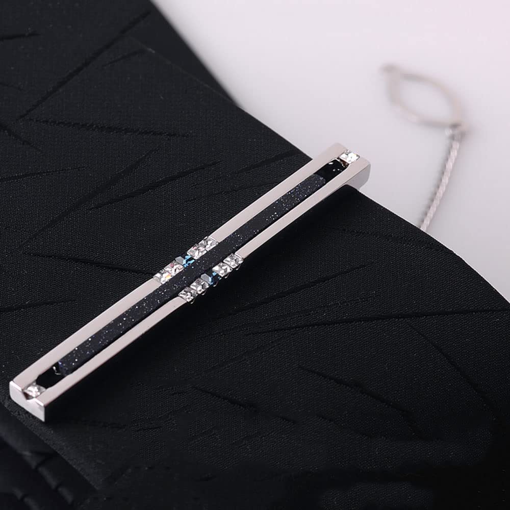 Fermacravatta da uomo, abito da lavoro, abito da sposa, accessori, colletto in pietra stellata, stile ago, gemello (D 1 pz)