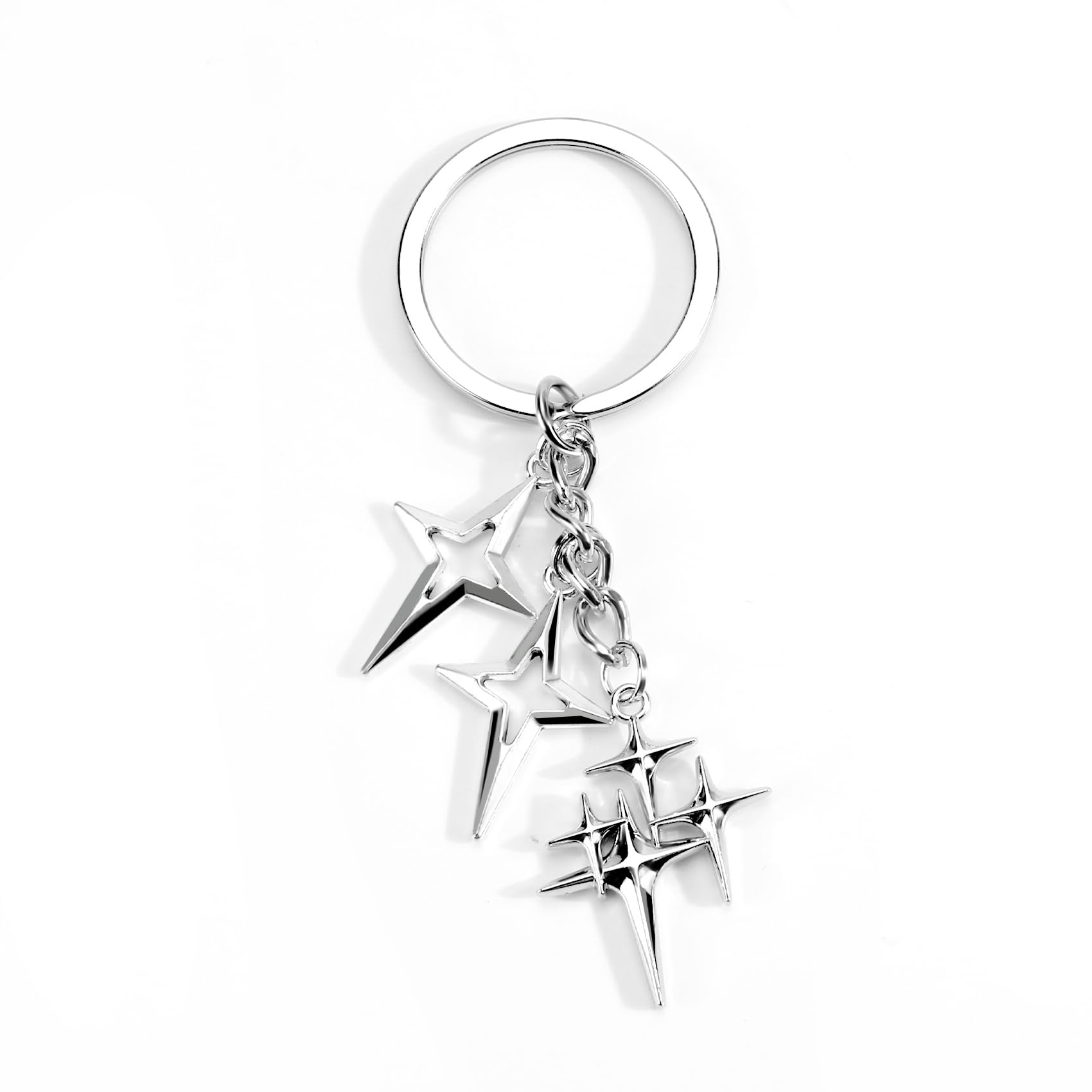Gallkeat Y2K Stern Schlüsselanhänger Bag Charms Schlüsselanhänger Aesthetic Edelstahl Schlüsselring für Handtasche Geschenk für Freundin Silber