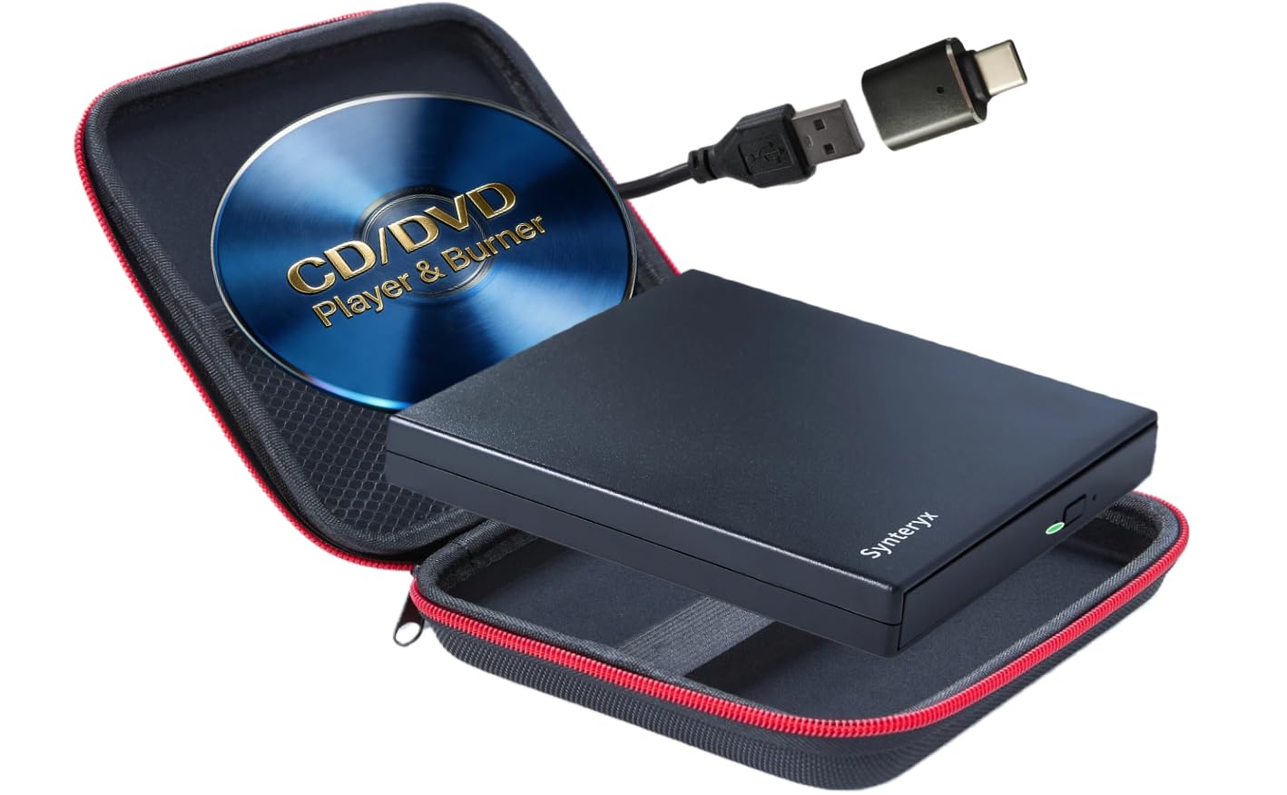 External CD DVD Drive USB and Type-C Portable Slim CD DVD -RW Burner Reader Writer Player for Laptop