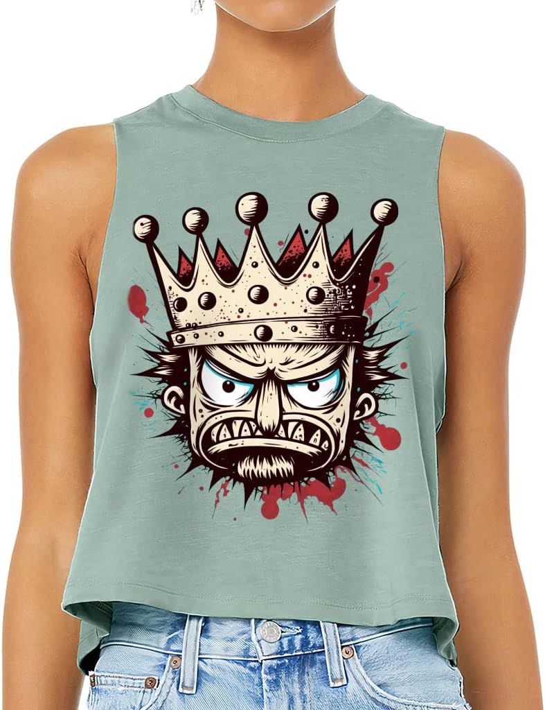King Racerback Cropped Tank - Royal Print Women's Tank - Themed Tank Top