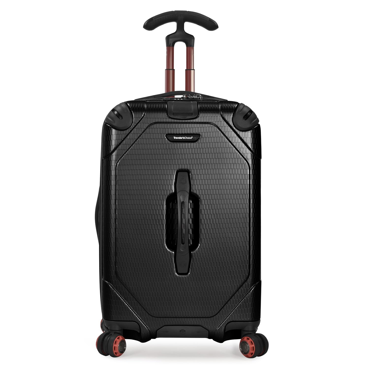 Traveler's Choice Maxporter II Hardside Polycarbonate Suitcase with Spinner Wheels, Black, 22" Carry-On Luggage