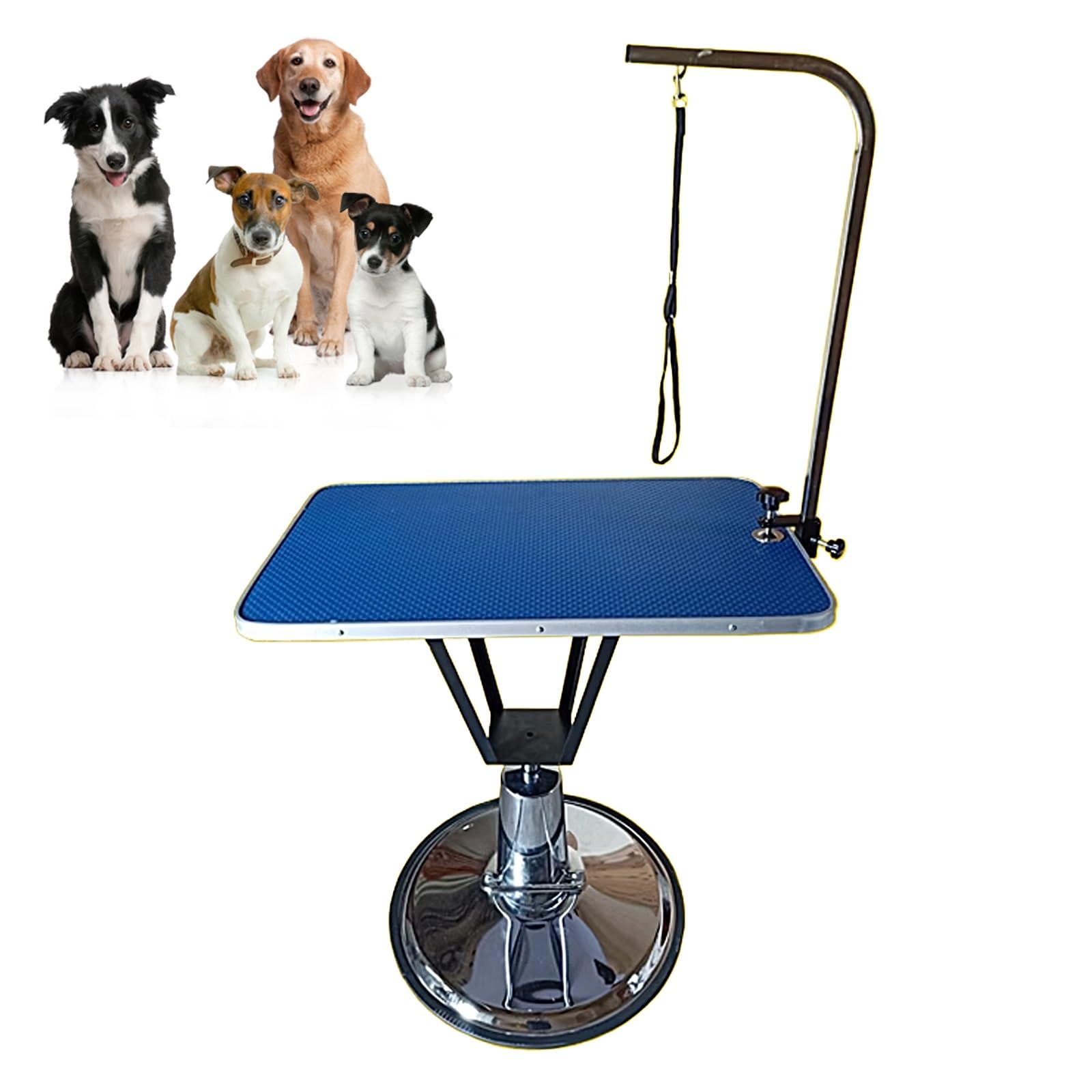 Trimming Table, Rotary, Square Hydraulic Lift Table, Trimming Table, Pet Grooming Table, Height Adjustable, 30.7 - 36.2 inches (78 - 92 cm), For Dogs and Cats, 5 Colors (Blue)