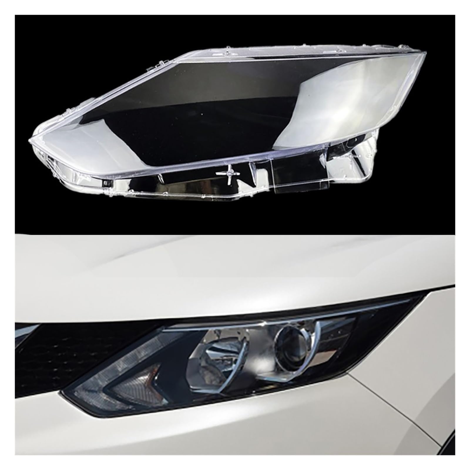 Copertura for fari anteriori auto compatibile for Nissan Qashqai 2016 2017 2018 Paralume for fari auto Coprilampada Lente in vetro for fari anteriori(Left)