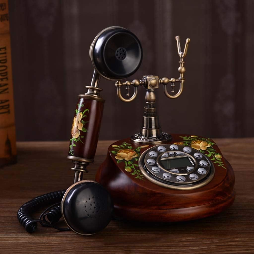 Qdid Antique Telephone Retro Vintage Landline House Home Phone Handset Corded Telephone with Classic Dial Set