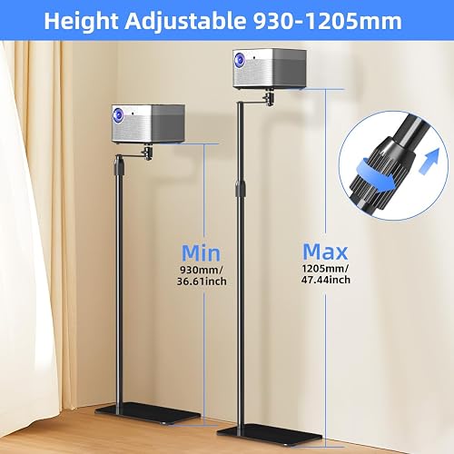 suptek Projector Stand 360°Swivel, Sofa Against Wall Hidden Projector Floor Stand, Height Adjustable, Mini Floor Mount Bracket Compatible with Home Office Video Vlog DVR Camera PR001FP - 2